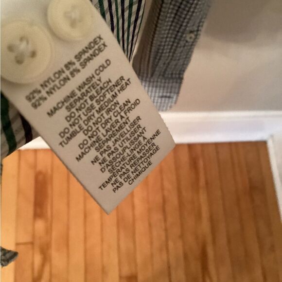 UNTUCKit SIZE LARGE SHELDRAKE GREEN LONG SLEEVE  GINGHAM NYLON BUTTON UP SHIRT - Picture 9 of 9